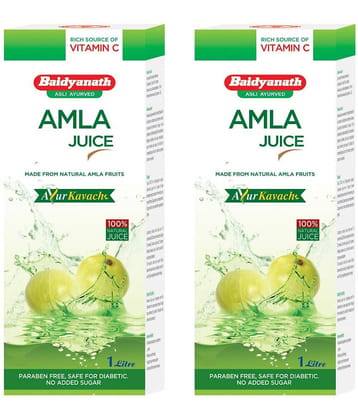 Baidyanath Amla Juice 1 L (Pack of 2) Natural Immunity Booster With Vitamin C, No Added Sugar
