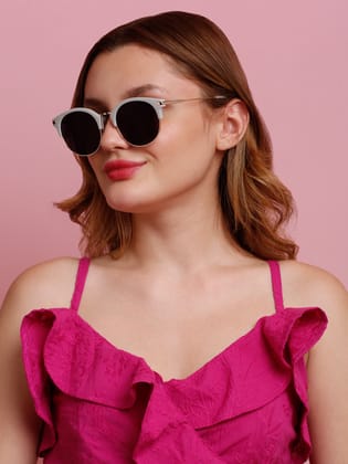 SUNNIES Large Full Frame Metal.Plastic Round Solid Polarized Women Sunglasses-SNS-11699-C026