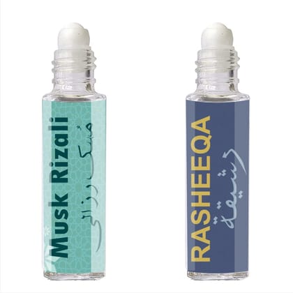 Aimani Musk Rizali - Rasheeqa Attar Perfume for Unisex Pure Natural Long Lasting Combo Pack of 2
