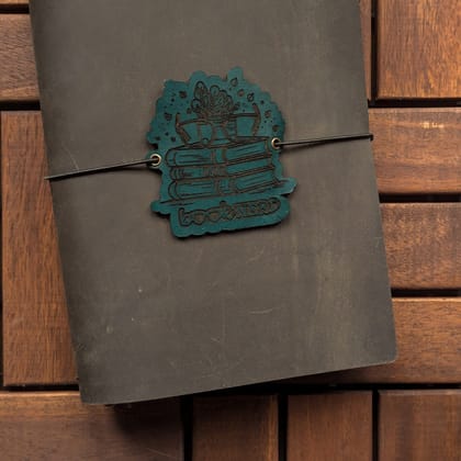Leather Charm - Book Nerd-Pine Green