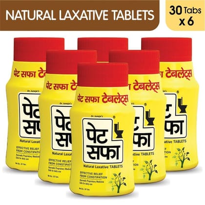 Pet Saffa Natural Laxative Tablets 30 Tablets, Pack of 6 (Helpful in Constipation, Gas, Acidity, Kabz), Ayurvedic Medicine