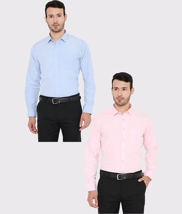 Maharaja Polyester Slim Fit Full Sleeves Men's Formal Shirt - Multicolor ( Pack of 2 )