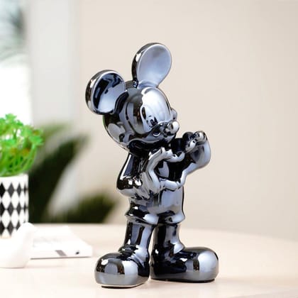 Electroplated Heart Mickey Mouse-Grey / Ceramic | Glossy Finish / H: 11 | L: 7 | W: 4 (Inch)