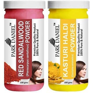 PARK DANIEL Premium Red Sandalwood Powder & Kasturi Haldi Powder Combo Pack of 2 Jars of 100 gms(200 gms) (200 g)