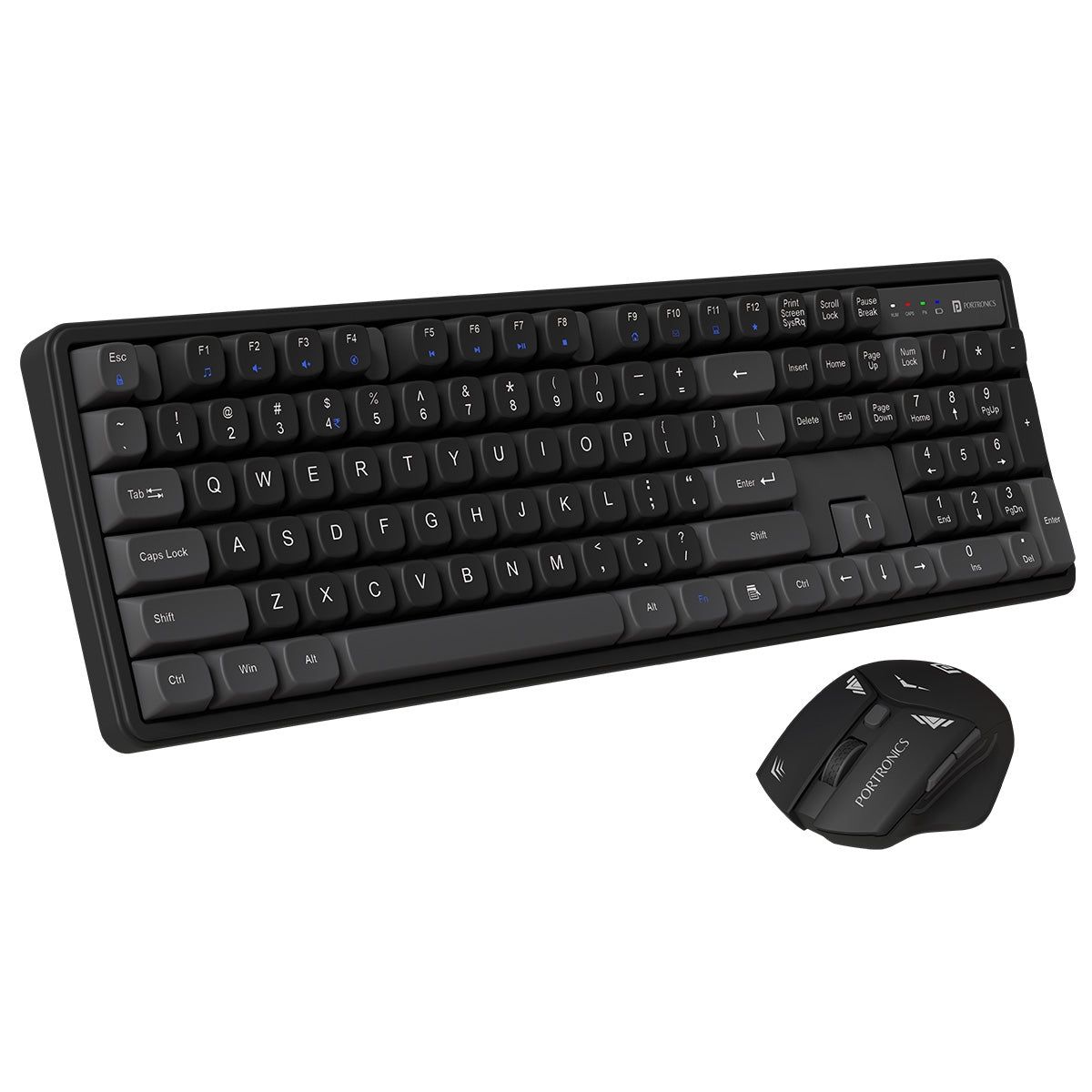 Portronics Key9 Combo, Wireless Receiver, Noise-free Typing, Ergonomic Mouse, Adjustable DPI