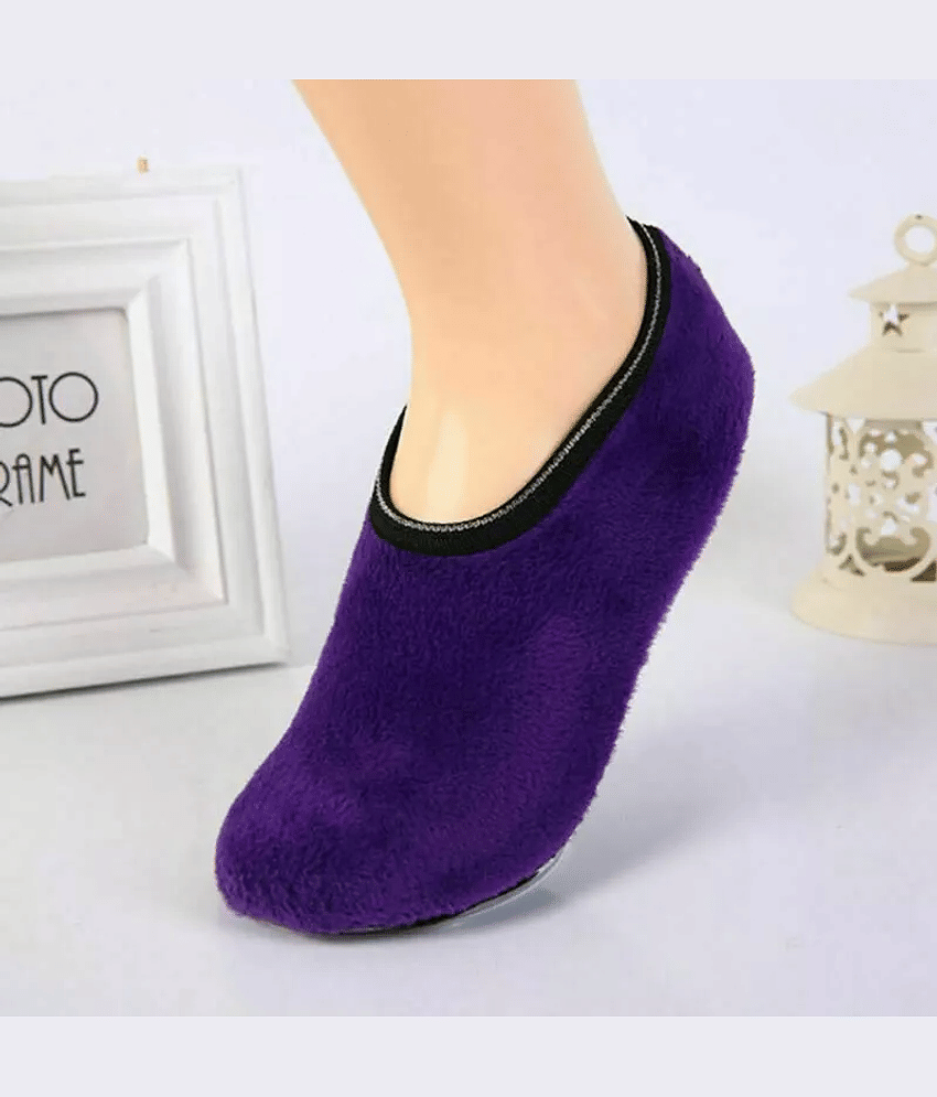 Infispace Pack of 1 Fleece Men's Solid No Show Socks ( Navy Blue )