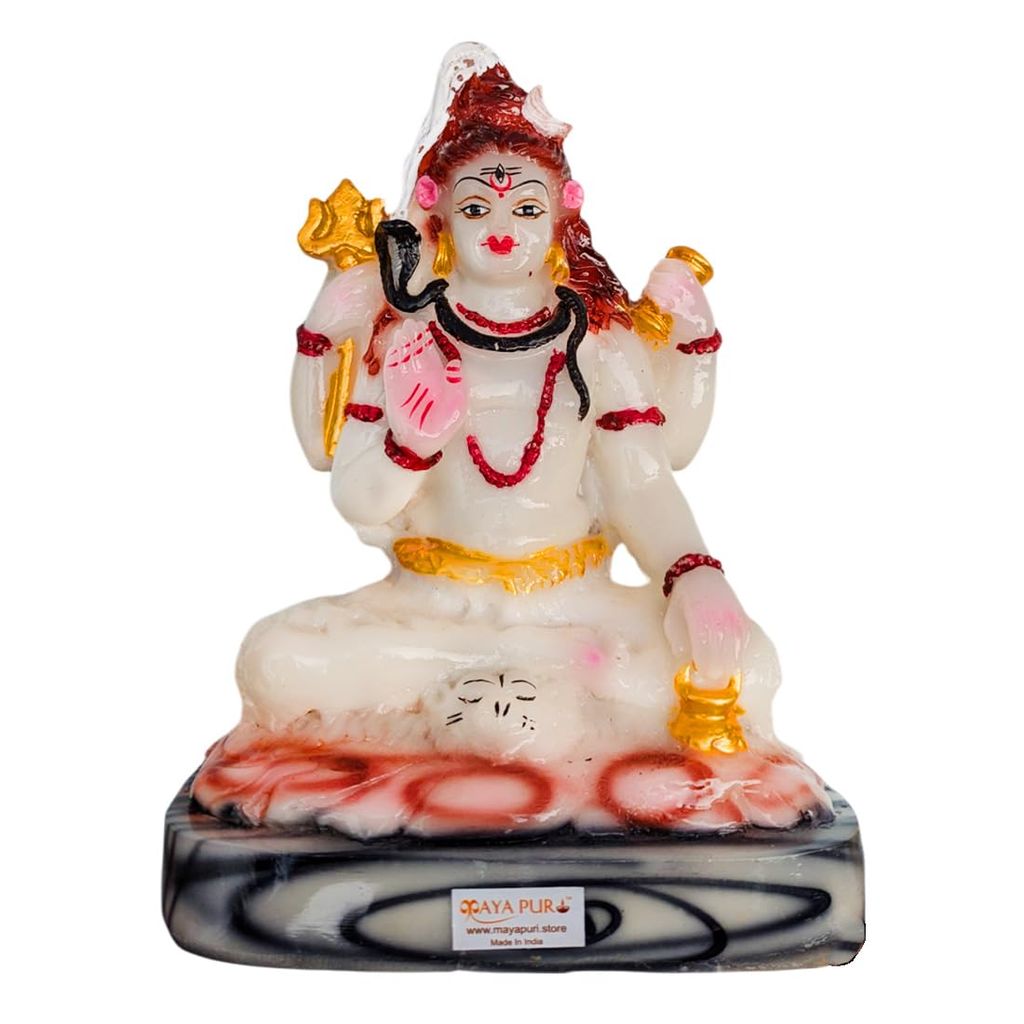 MAYAPURI Stone Dust Lord Shiva Shiv Ji Statue - Marble Dust Mahadev Maheshwar Murti for Home Decor/Office,(7 Inches Height, White) - Pooja Needs | Buy online on ZillyBuy