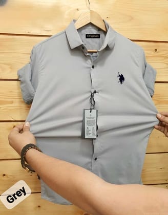 U.S. POLO Full Sleeves Lycra Shirt Grey (Size - L)