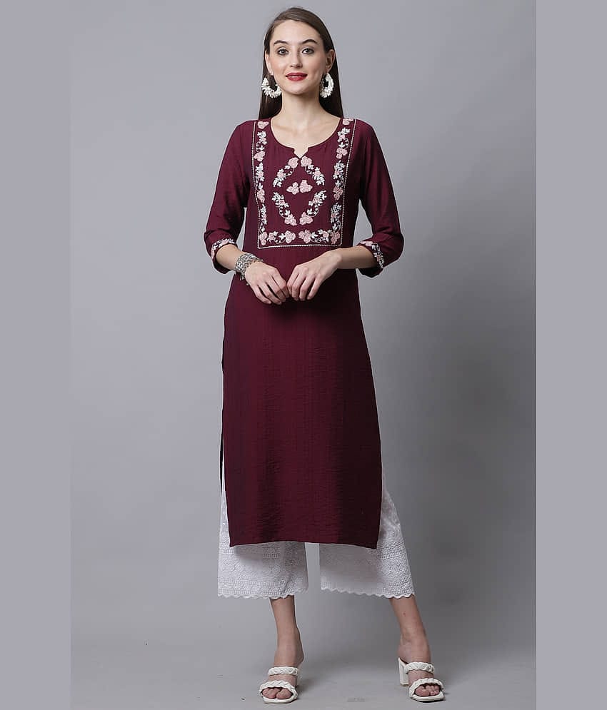 Rajnandini - Purple 100% Cotton Women's Straight Kurti ( Pack of 1 )