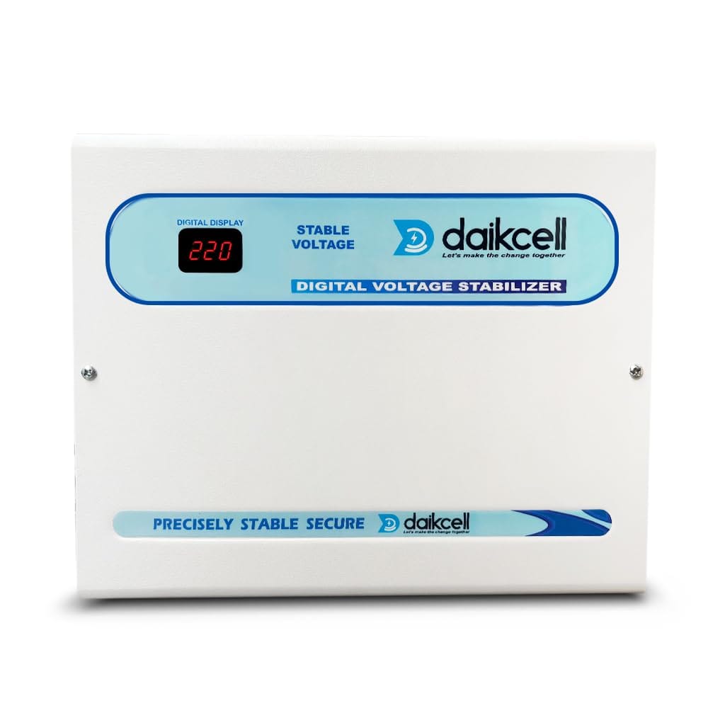 Daikcell 5 KVA 130V-300V Digital Voltage Stabilizer for All Inverter and Non-Inverter AC Upto 2 Ton AC 4000W -5 Year Warranty - DSR022 - Grey