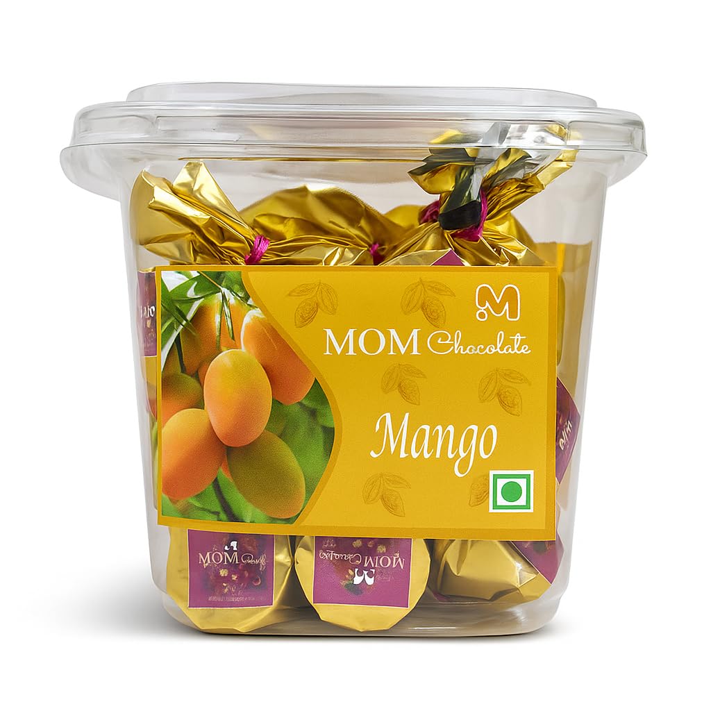MOM CHOCOLATE Luxury Mango Chocolate Box Premium Mango-Flavored Chocolates | Exotic Fruit Infused Gourmet Gift Box | Perfect for Festivals, Birthdays & Special Occasions | 100% Vegetarian