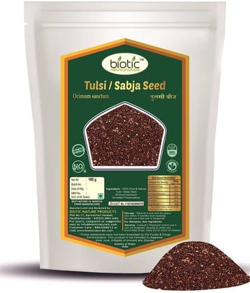 Biotic Tulsi Seeds - Basil Seed - Sabja Seed - Tulsi Beej - Tukmariya 100 gm