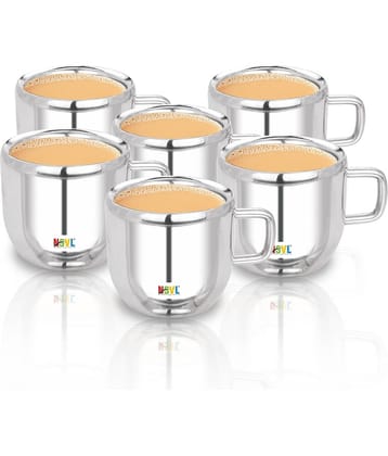 NSVL Solid Stainless Steel Tea Cup 75 ml ( Pack of 6 )