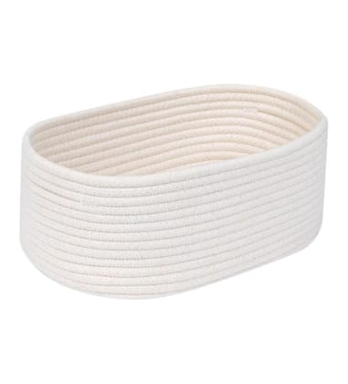 Generic Cotton Oval 10x7x5 Inch Bedside Organizer With Out Lid (White)-PID66451 Generic Cotton Oval 10x7x5 Inch Bedside Organizer With Out Lid (White)-PID66451