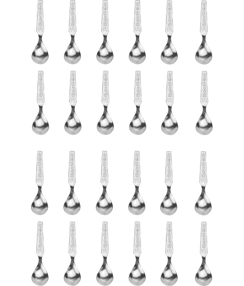 Dynore Silver Stainless Steel Coffee Spoon ( Pack of 24 )