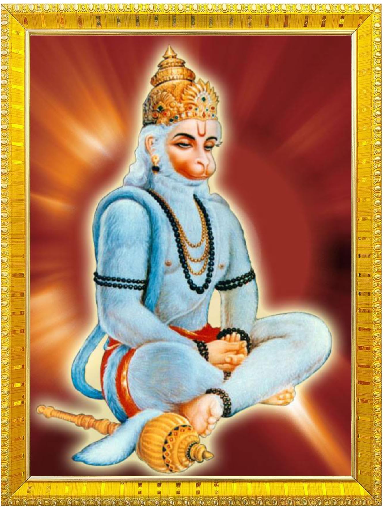 NOKKES Hanuman Bajrangbali Hanumanji Maruti Golden 5X7 Inch Photo Frame_AQW9