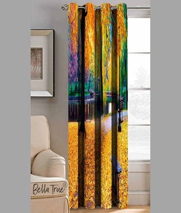 BELLA TRUE Abstract Printed Semi-Transparent Eyelet Curtain 5 ft ( Pack of 1 ) - Multicolor