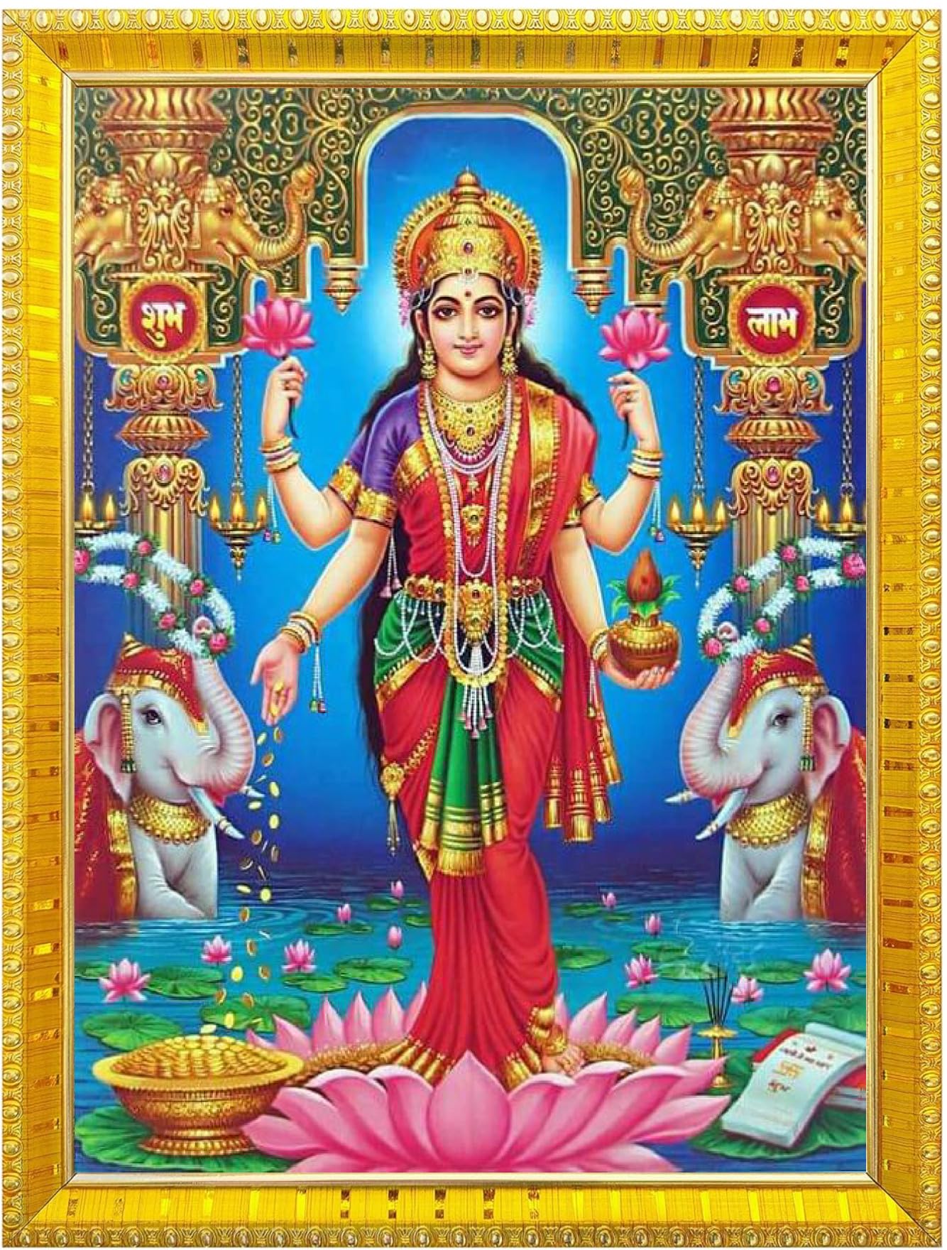 NOKKES Laxmi Devi Maa Mata Photo Frames Religious Photo frame 5X7 Inch Photo Frame_W8