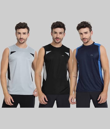 FTX Pack of 3 Polyester Basic Vest For Men ( Navy )