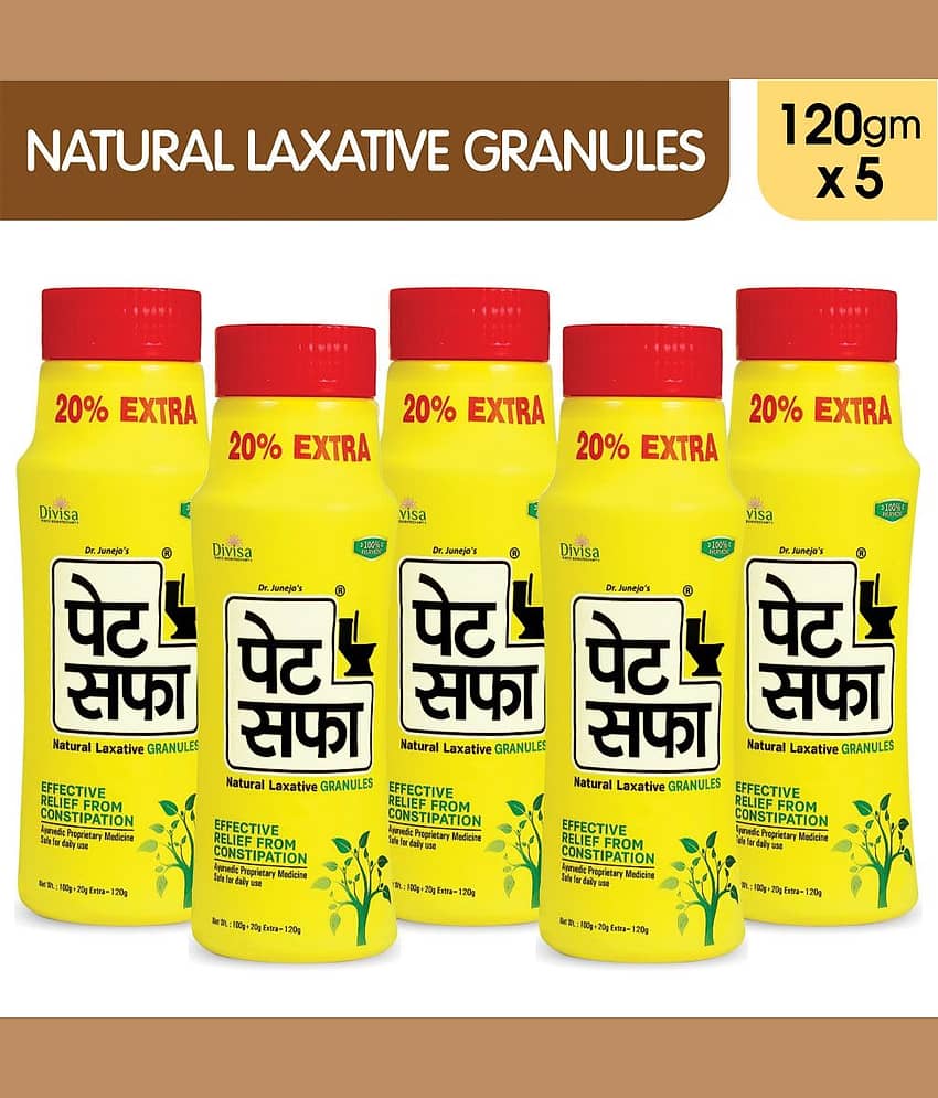 Pet Saffa Natural Laxative Granules 120Gm, Pack of 5 (Helpful In Constipation, Gas, Acidity, Kabz), Ayurvedic Medicine