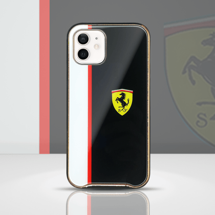 iPhone 12 Prime Sports Tempered Glass Case-Ferrari Black