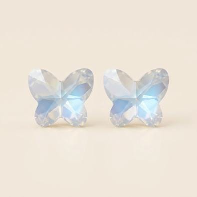 Mint Shimmer Butterfly Crystal Studs - White Opal AB | Gold-Tone Anti-Tarnish Imitation Jewellery - Earrings | Buy online on ZillyBuy