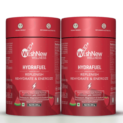 WishNew Wellness HydraFuel: Prime Electrolyte Energy Workout Drink Mix | Get Daily Hydration & Instant Energy Boost | Strawberry-Watermelon with natural Sweetness| 20 Sachets | Suitable for Men &