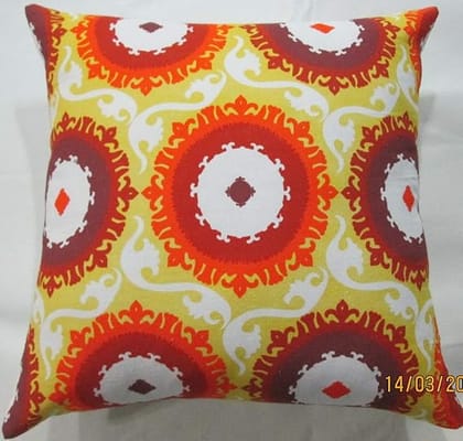 KOKO Decorative Digital Print Cushion Cover 16 inches x 16 inches Orange Color Cotton with Zipper Closing for Sofa, Chair Seat, Bed (Set of 1)
