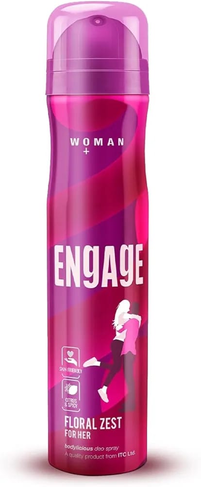 Engage Floral Zest Deodorant for Women, Citrus and Floral, Skin Friendly Deo, 150ml Body Spray