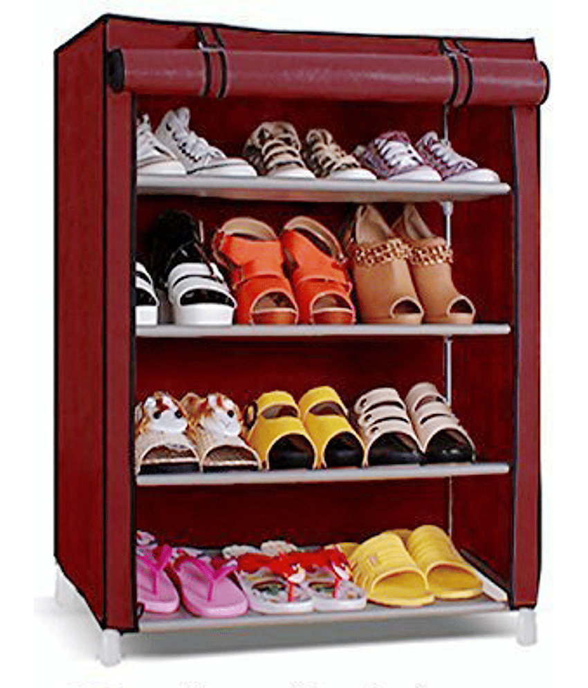 EEMWAY Metal 4 Tier Shoe Rack Brown