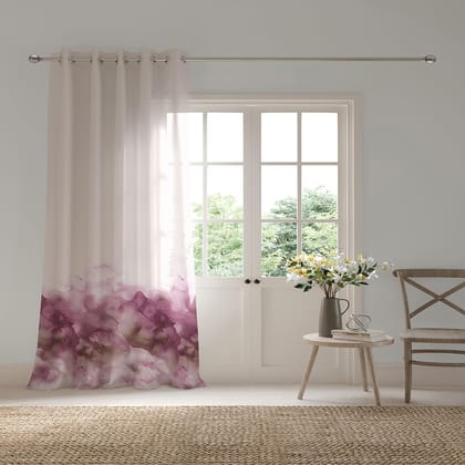 Ddecor Curtain Pack of 1, Polyster Digital Print Abstract Curtain, Large Door 9 FT, Candace, Sheer |135 CM X 270 CM, Pink