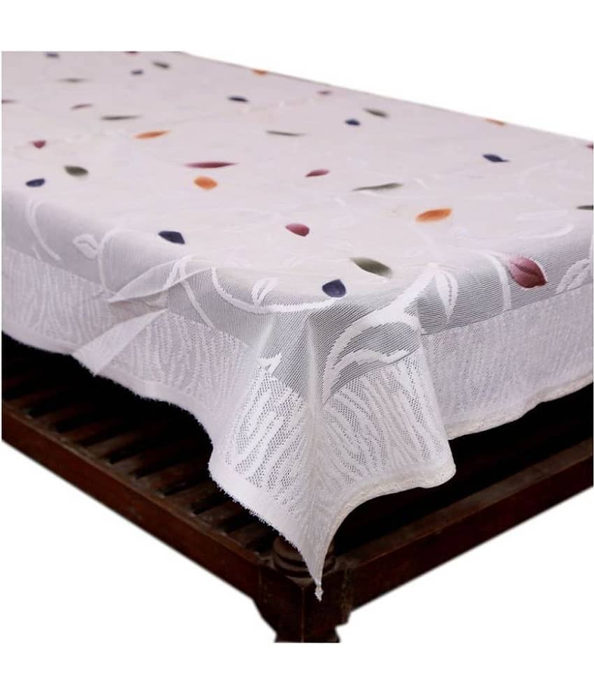 Cotton Jacquard 4 Seater Rectangular Centre Table Cover Table Cover (152x101 cm)-white