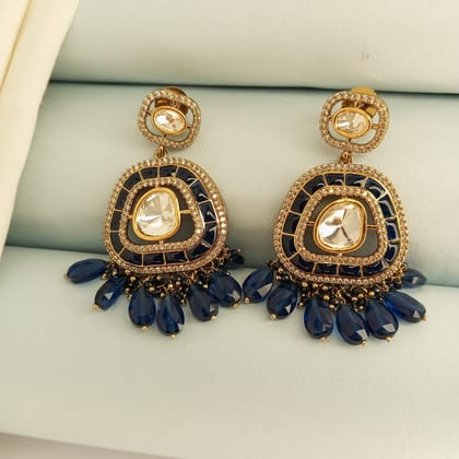 Victorian Polki sapphire blue dangle earrings Victorian Polki sapphire blue dangle earrings