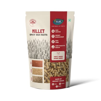 Helse Foods Millet Spicy Red Macaroni Pasta - Pack of 3, 345 gm Helse Foods Millet Spicy Red Macaroni Pasta - Pack of 3, 345 gm