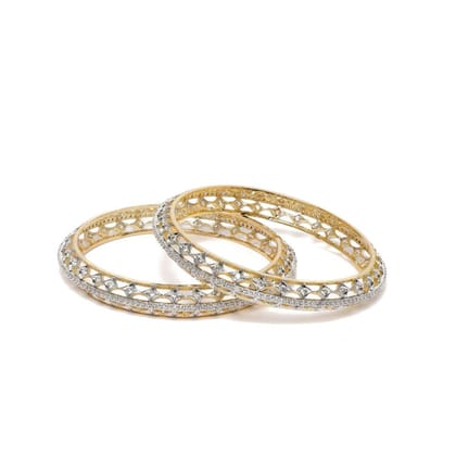 Gold-Plated White AD Studded Bangles