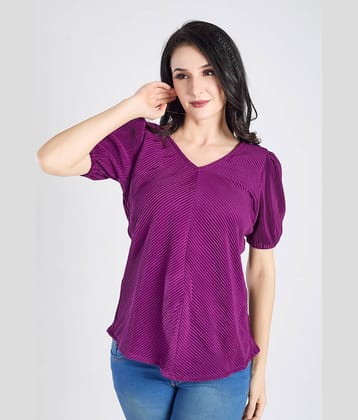 Mantra Fashion Women's Wine Solid V Neck Top ( Pack of 1 )