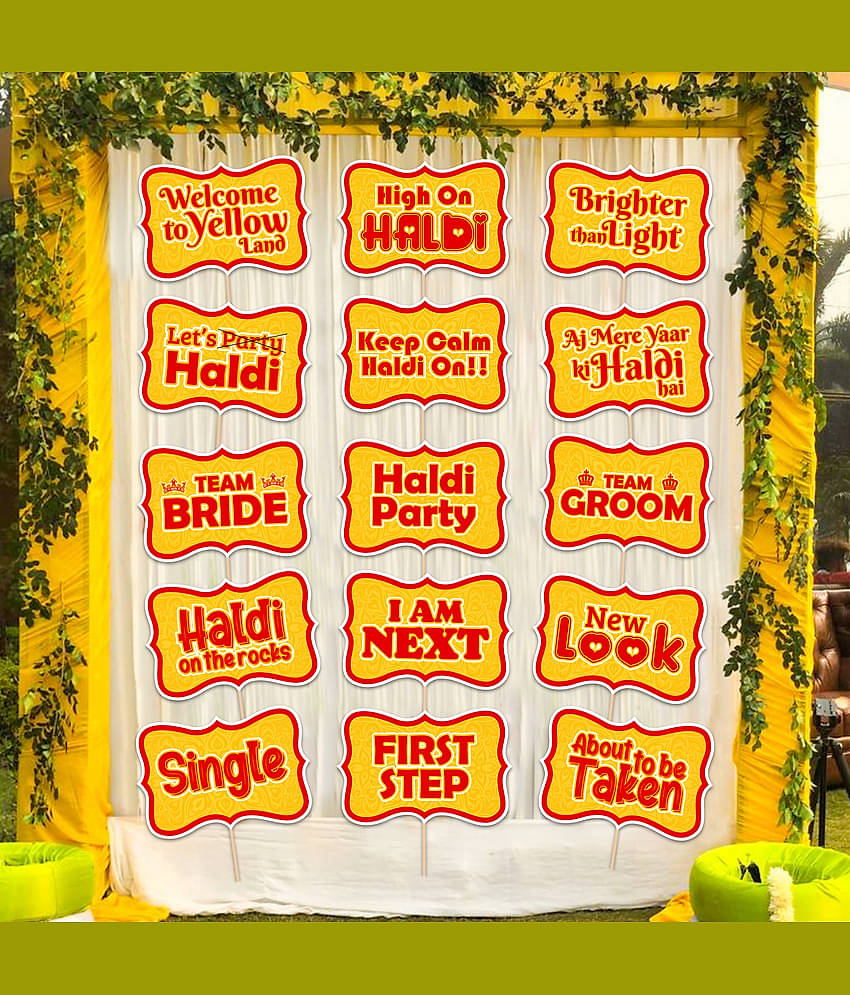 Zyozi 15 Pcs Mehandi Props for Photoshoot ,Marriage Props for Wedding,Haldi Props for Bride and Family,Bride to Be Props