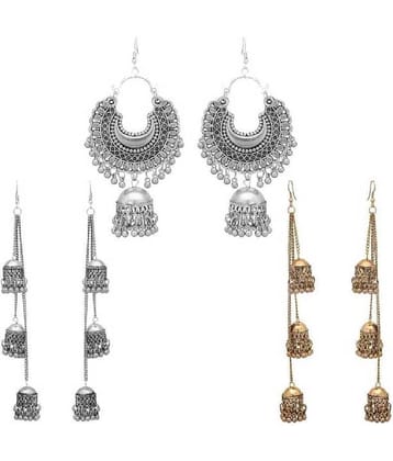 Samridhi DC Golden Jhumki Earrings ( Pack of 3 )