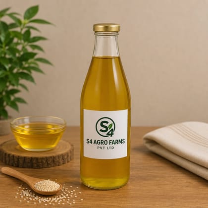 S4 Agro Farm Organic Safflower Oil (1 Ltr) | Cold-Pressed Pure Edible Oil | Daily Cooking & Heart Health