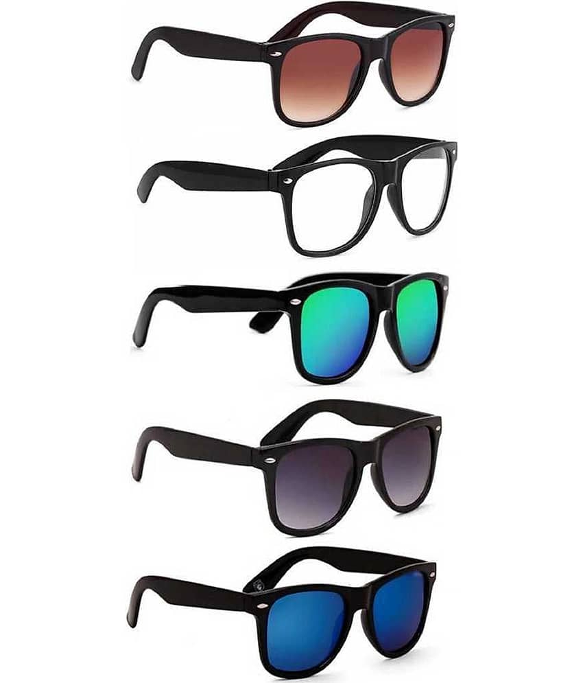 Elligator Black Rectangular Sunglasses ( Pack of 5 )