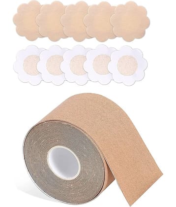 Boob Tape with 10 Nipple Pasties, multipurpose Body Tape for Women, Push Up & Lifting Breast Tape, Boob Tape for Large Breasts, Skin Friendly Adhesive Tape