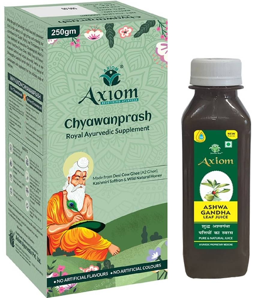 Axiom Chyawanprash 250ml + Ashwagandha leaf juice 160ml|100% Natural WHO-GLP,GMP,ISO Certified Product