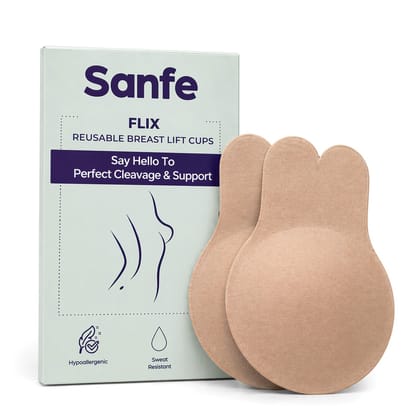 Sanfe Flix Reusable Breast Lift Cups, 1 Pair, Strapless Backless Bra Pads I Reusable