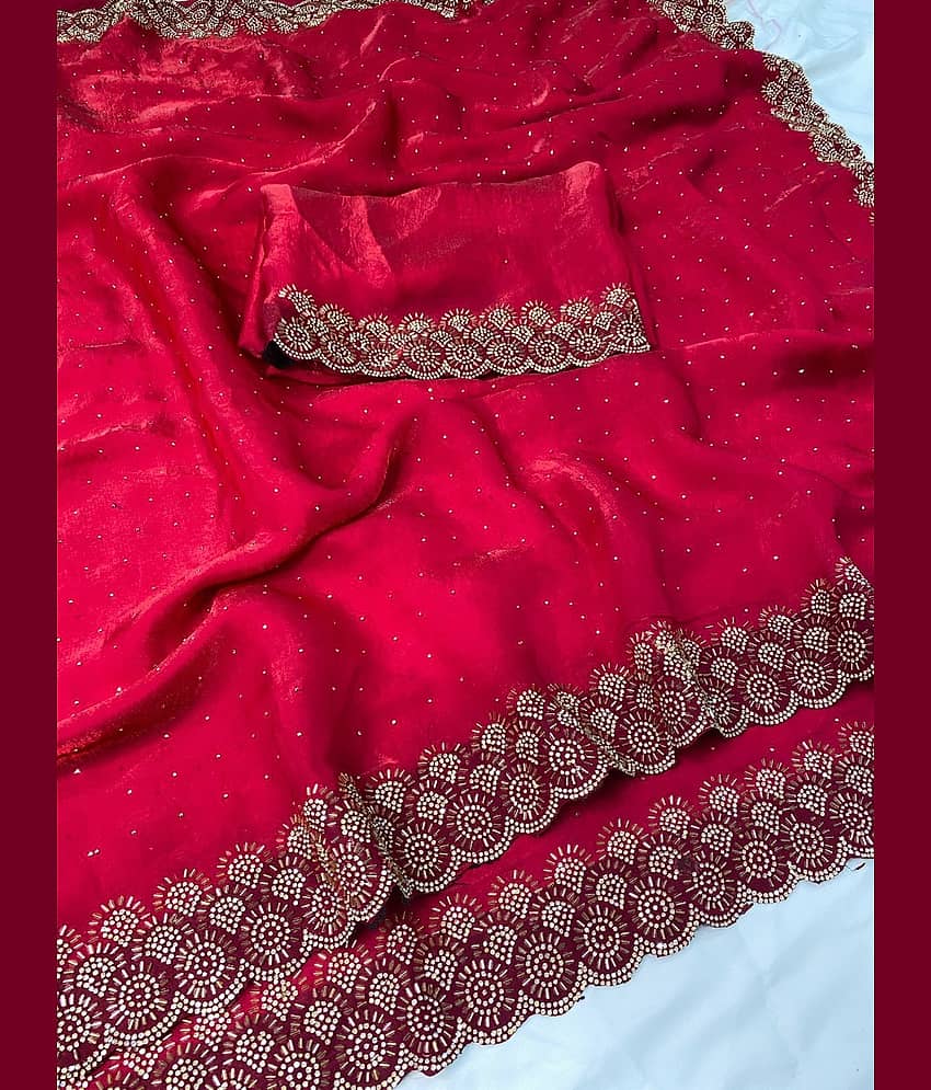 Rangtulika Ethnics Silk Blend Solid Regular Saree With Unstitched Blouse Piece ( Lavender )