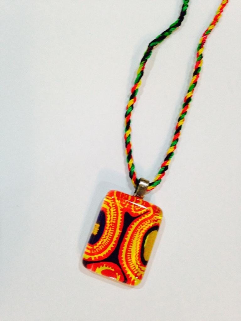 Fiery Small Rectangle Glass Pendant