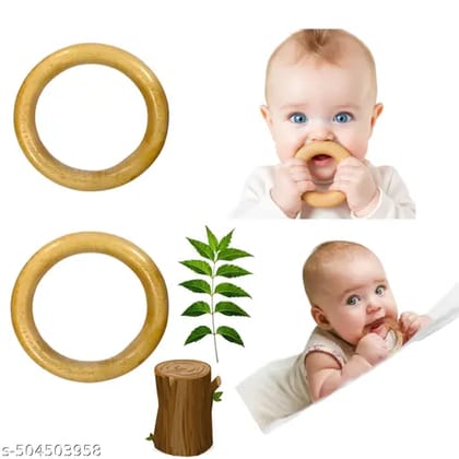 Neem Wood Baby Teether Ring  Set of 2 | Natural & Safe for Teething Babies