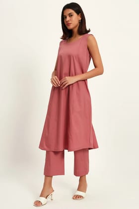 Dusky Rose A-Line Kurta Set-XS