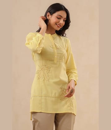 Juniper - Yellow Cotton Blend Women's A-line Kurti ( Pack of 1 )