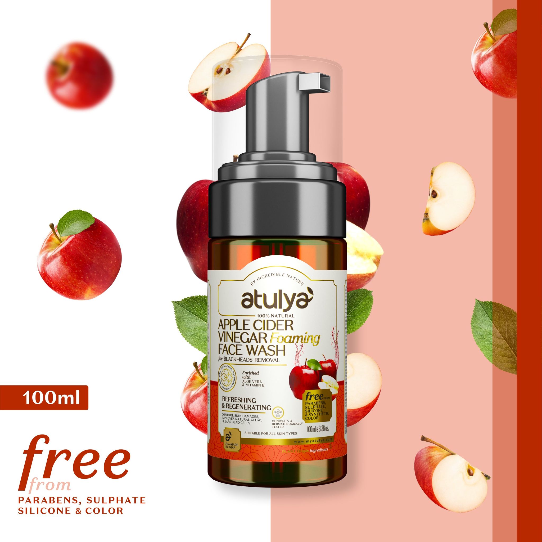 Atulya Apple Cider Vinegar Foaming Face Wash for Blackheads Removal - 100ml