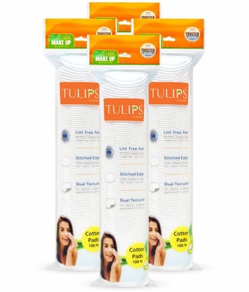 Tulips 100 pcs, Pack of 4 Makeup Remover Cotton Pads 269 g